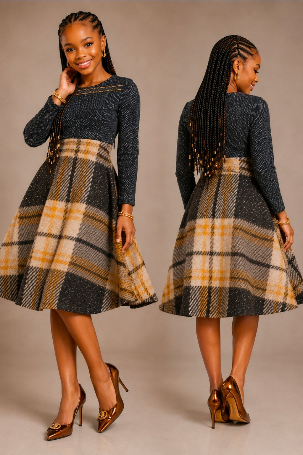 Women's Denim Plaid Dance Dress - Stylish and Comfortable Outfit for Every Occasion