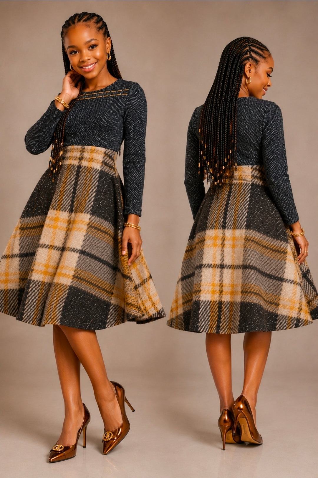 Women's Denim Plaid Dance Dress - Stylish and Comfortable Outfit for Every Occasion