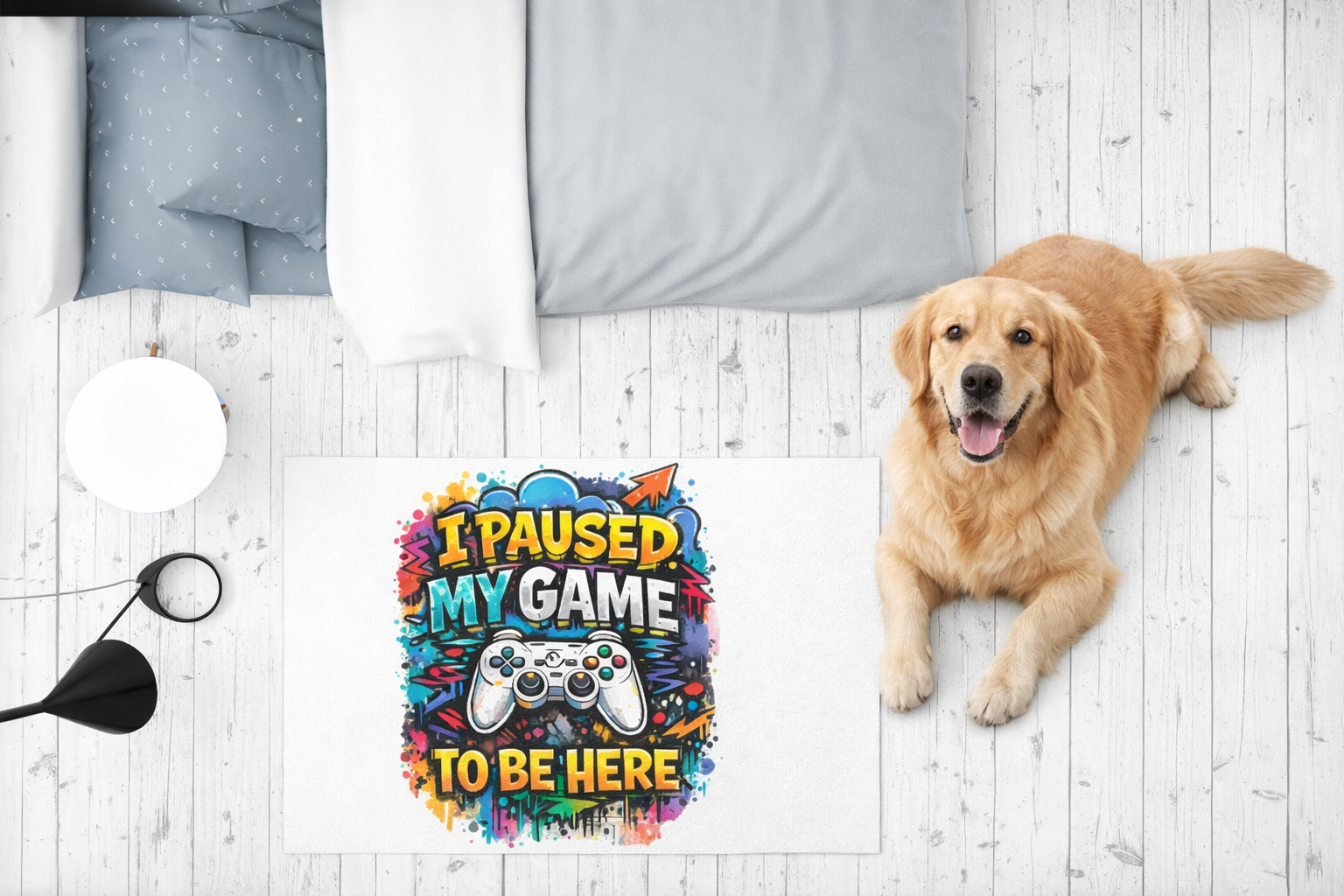 I paused my game Sublimation Mat / Carpet / Rug / Play Mat / Pet Feeding Mat