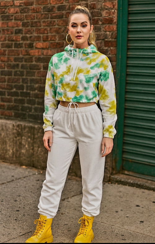 Abstract Women's Cropped Windbreaker - IAKAM