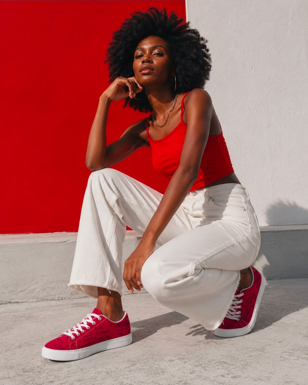 Vintage Red Women's Faux-Leather Sneaker