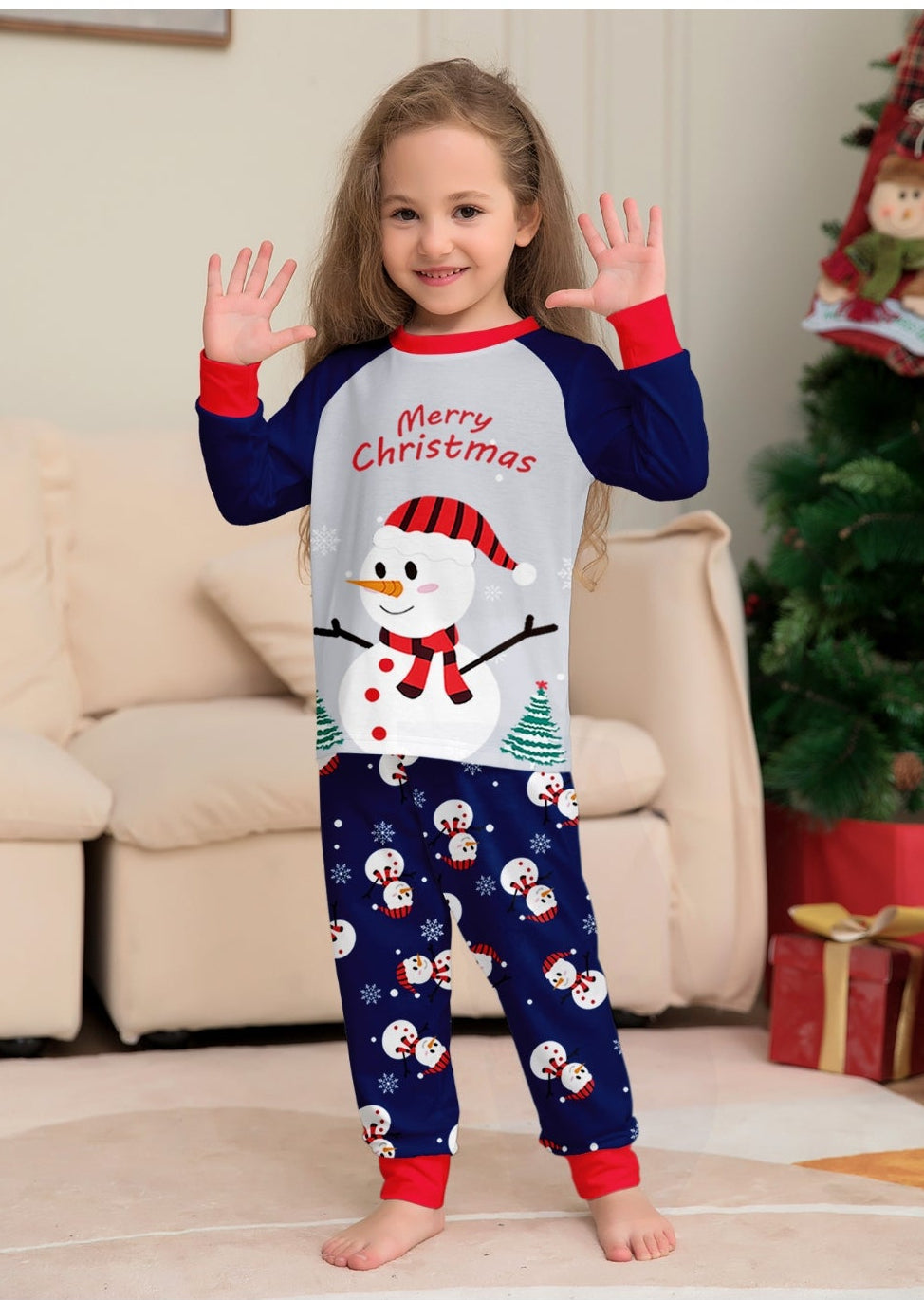 Snowman Christmas Pajamas for Family | Cartoon Parent-Child Printed Homewear