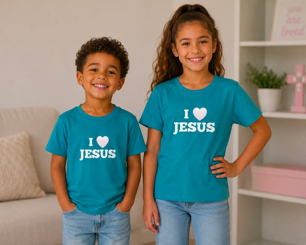 I love Jesus Organic Jersey Kids T-Shirt for Little Believers - Perfect I love Jesus Kids T-Shirt