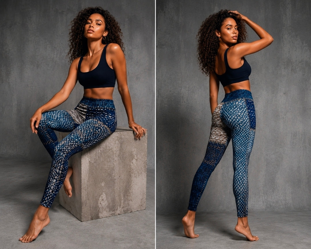 Stretchy Leggings Denim Print