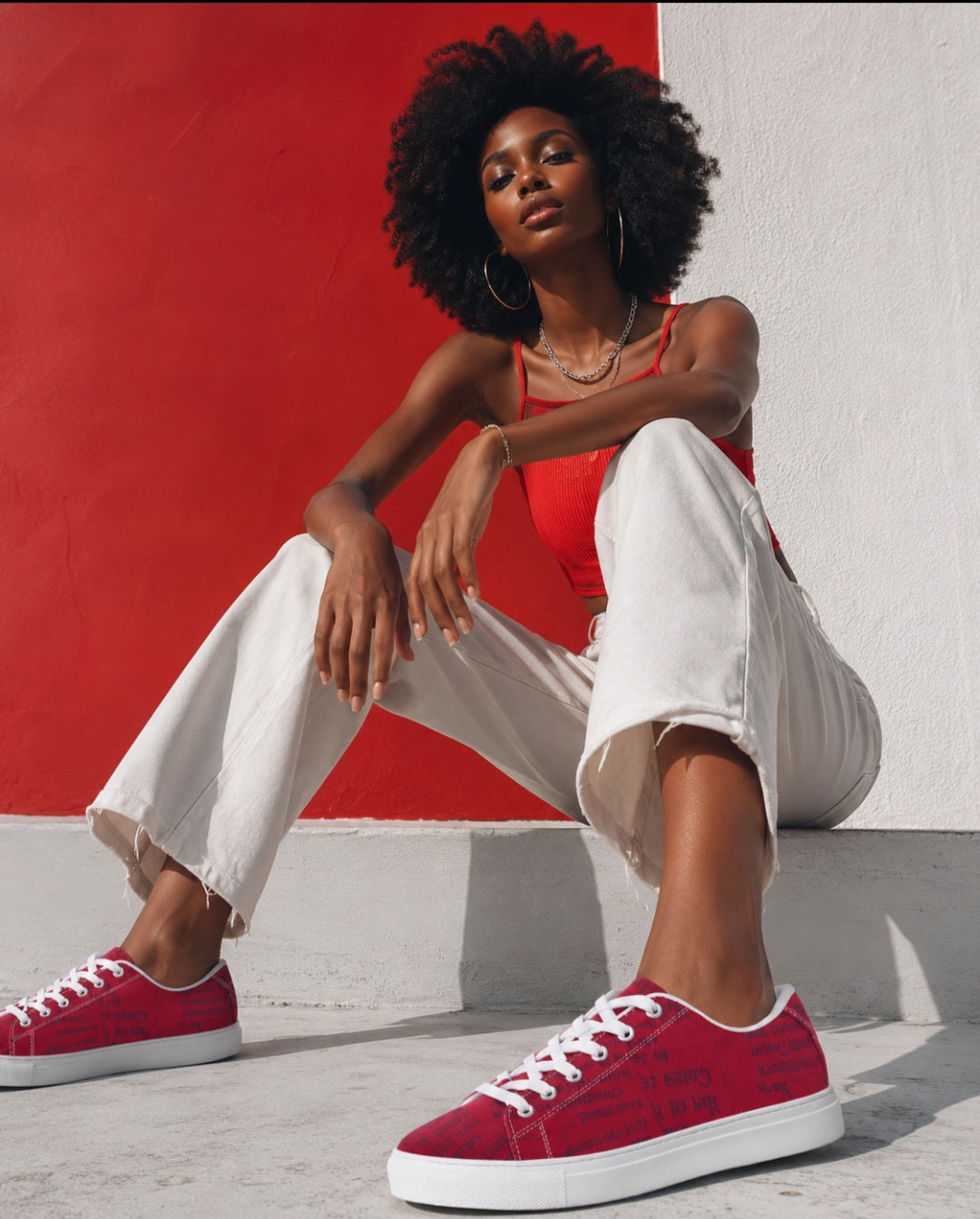 Vintage Red Women's Faux-Leather Sneaker