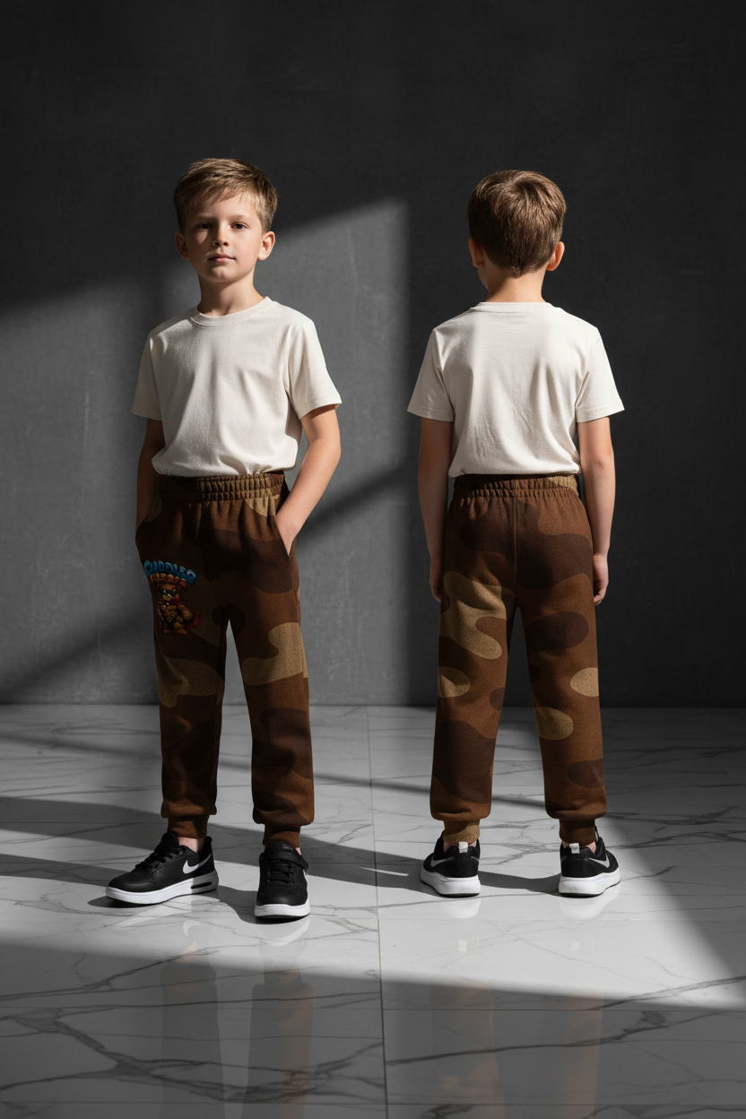 Camo Youth Joggers — "Cuddles Heroes" Character Sweatpants for Kids