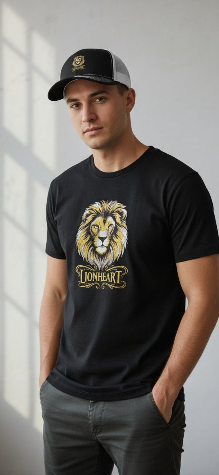 Lion Patch Trucker Cap - Embroidered Golden Lion Snapback