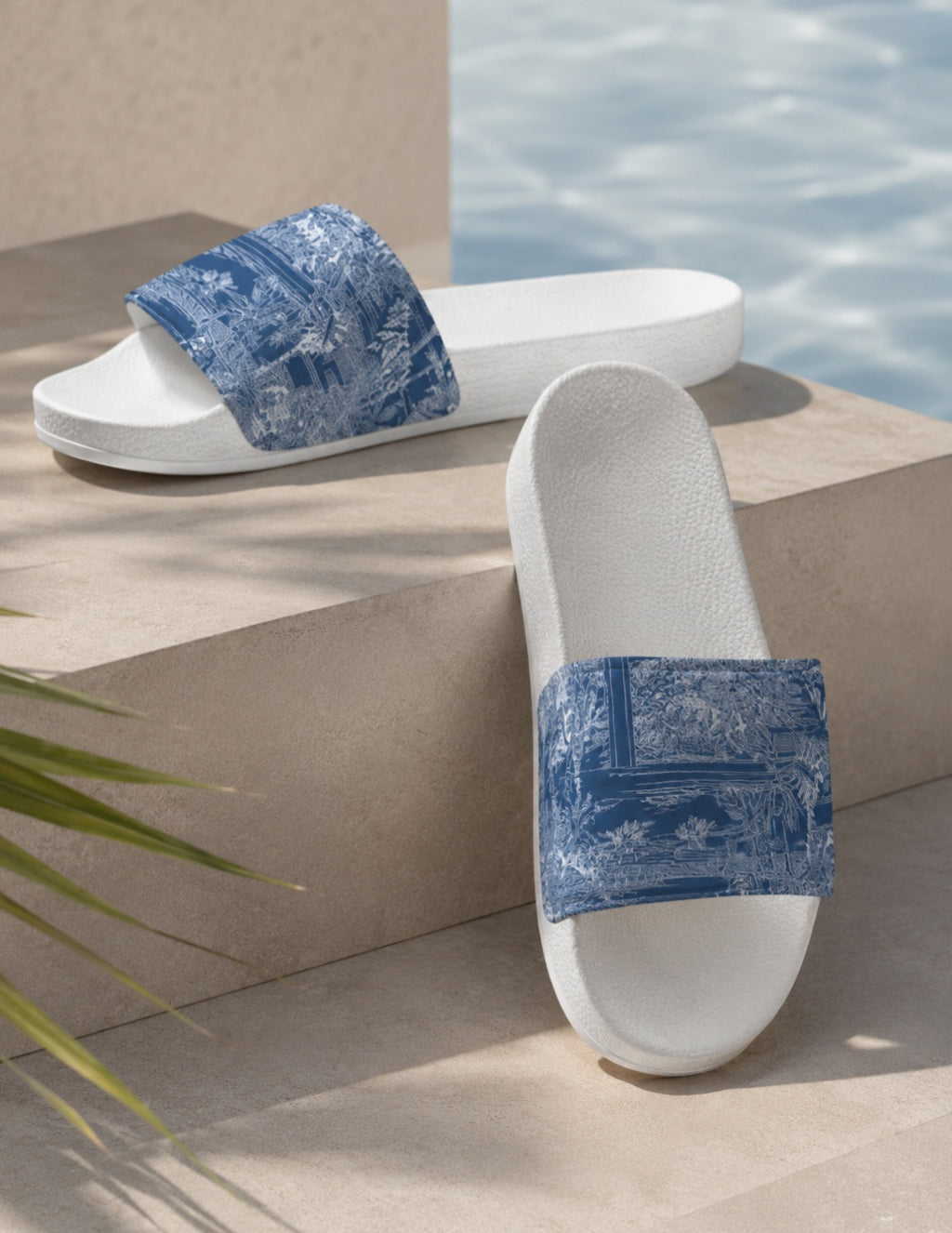 Blue Tiger Scene Slide Sandal - Trendy and Comfortable Summer Footwear for Men
