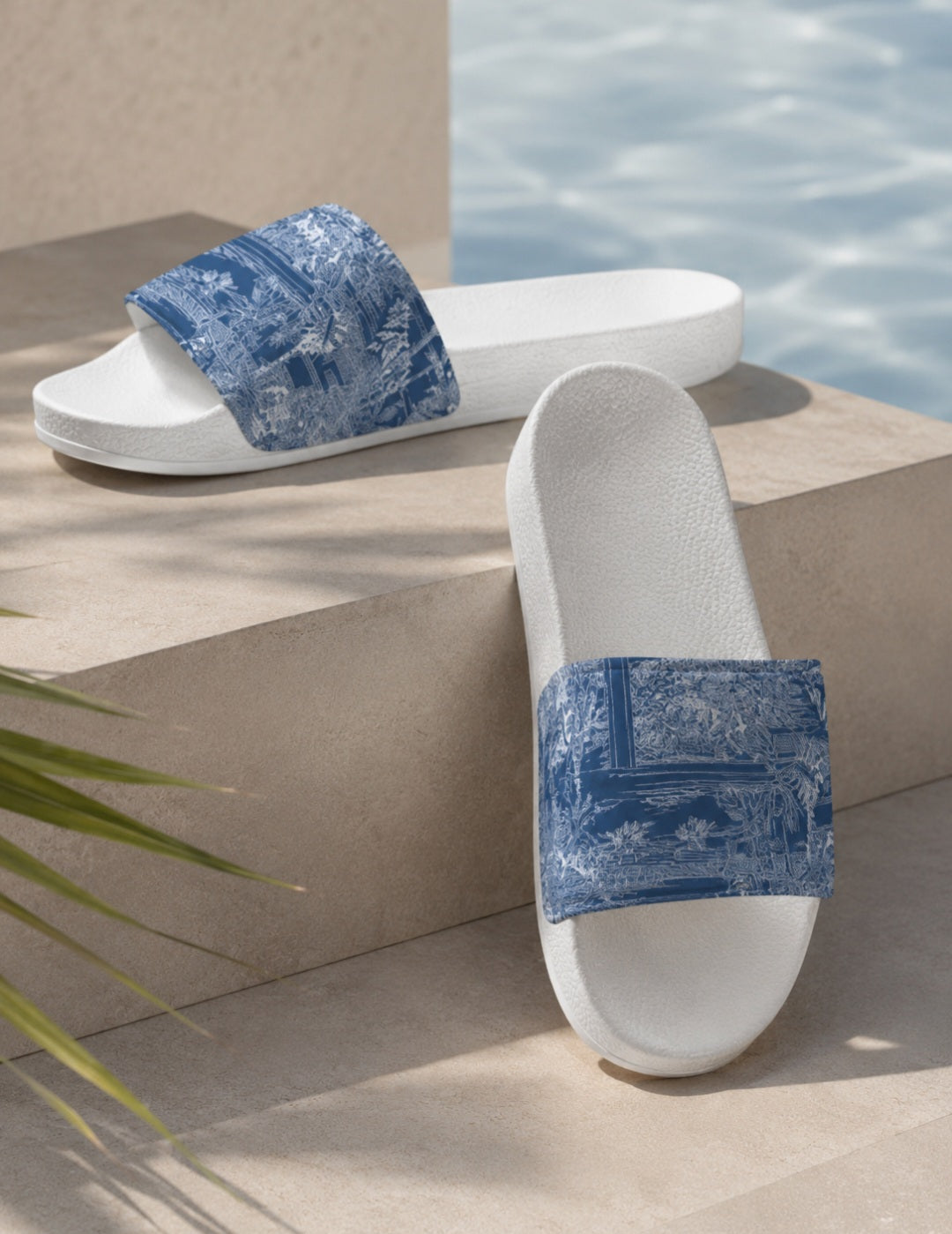 Blue Tiger Scene Slide Sandal - Trendy and Comfortable Summer Footwear for Men