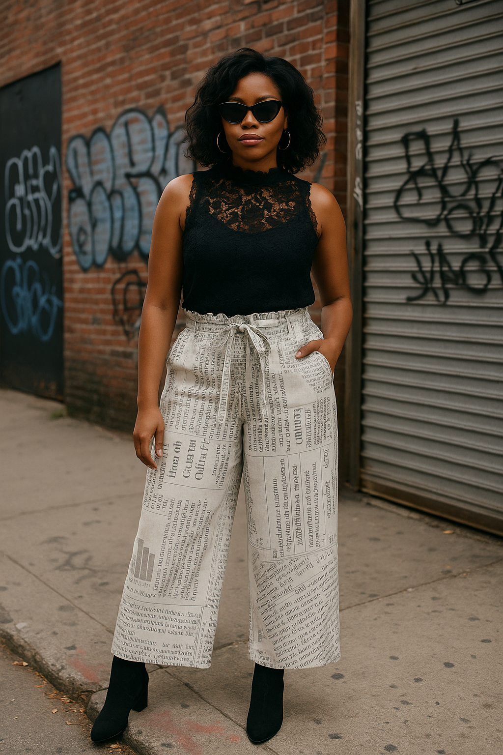 Vintage Women High-Rise Wide Leg Pants