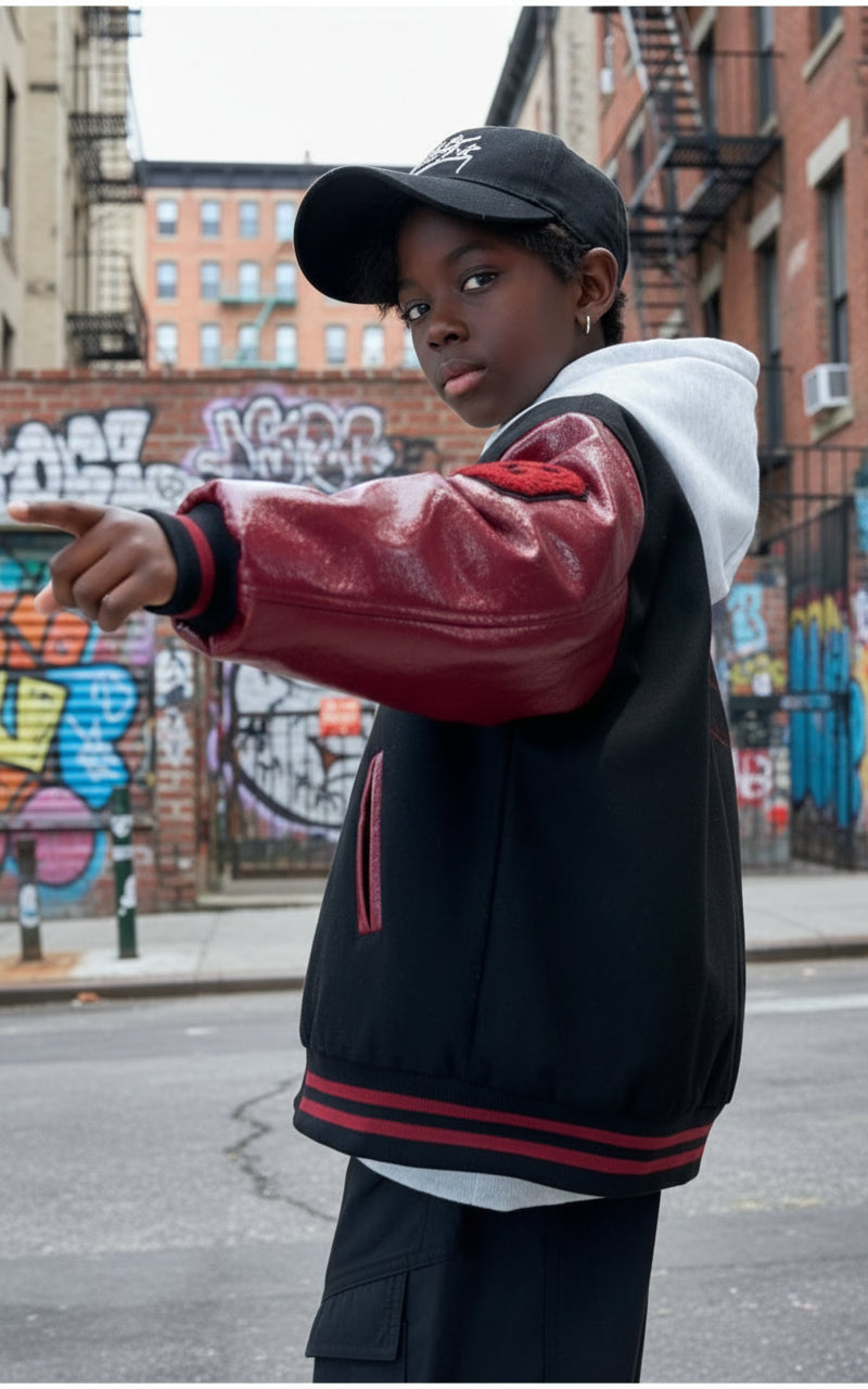 Casual Varsity Jacket For Kids Street-style Sport