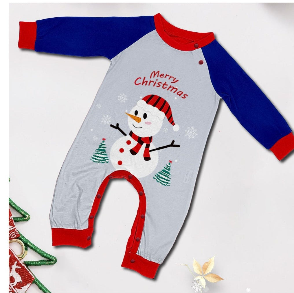 Snowman Christmas Pajamas for Family | Cartoon Parent-Child Printed Homewear