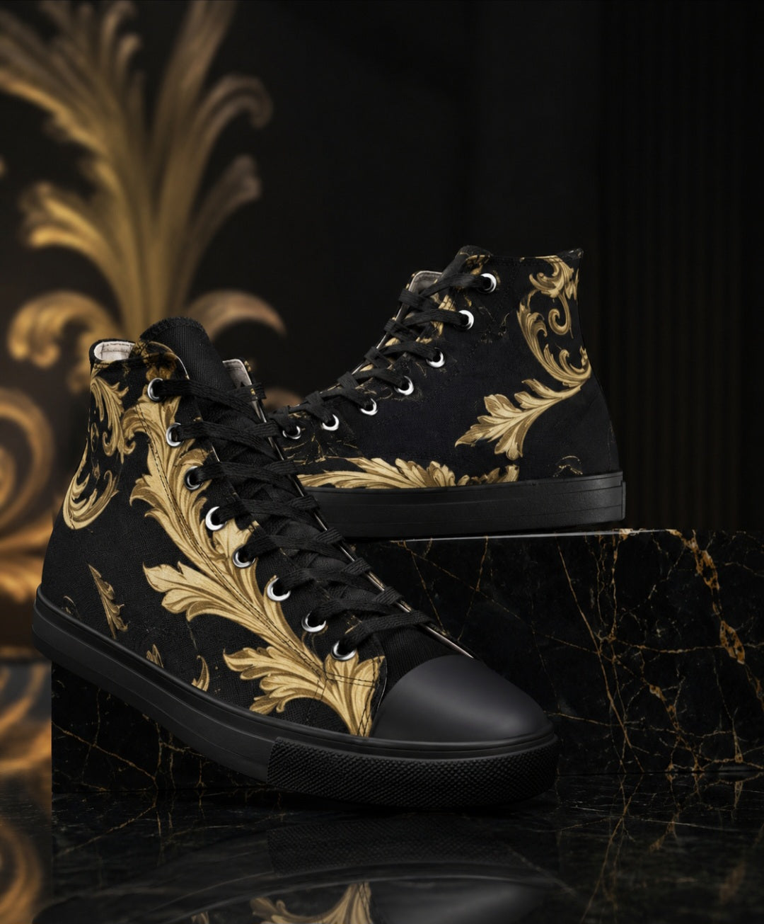 Elegant Men's High-Top Canvas Shoes in Black - Stylish and Comfortable Footwear