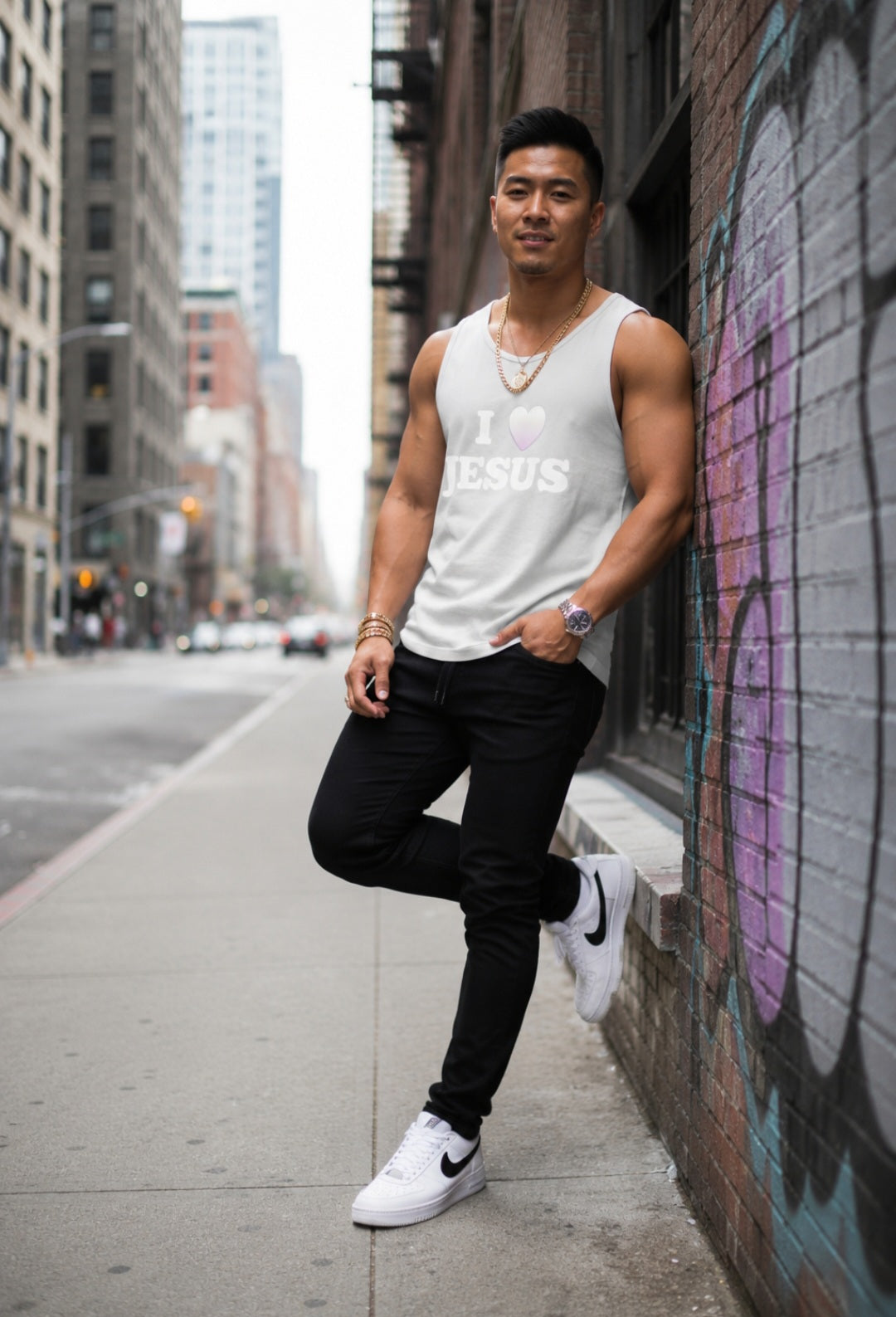 I love Jesus Muscle Top for Adults - Classic Style Muscle Tee