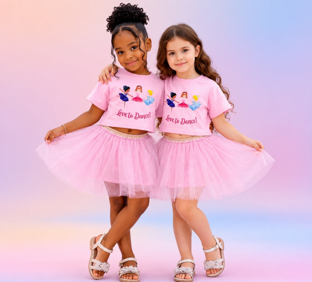 Children's Graphic T-Shirt and Skirt Set
