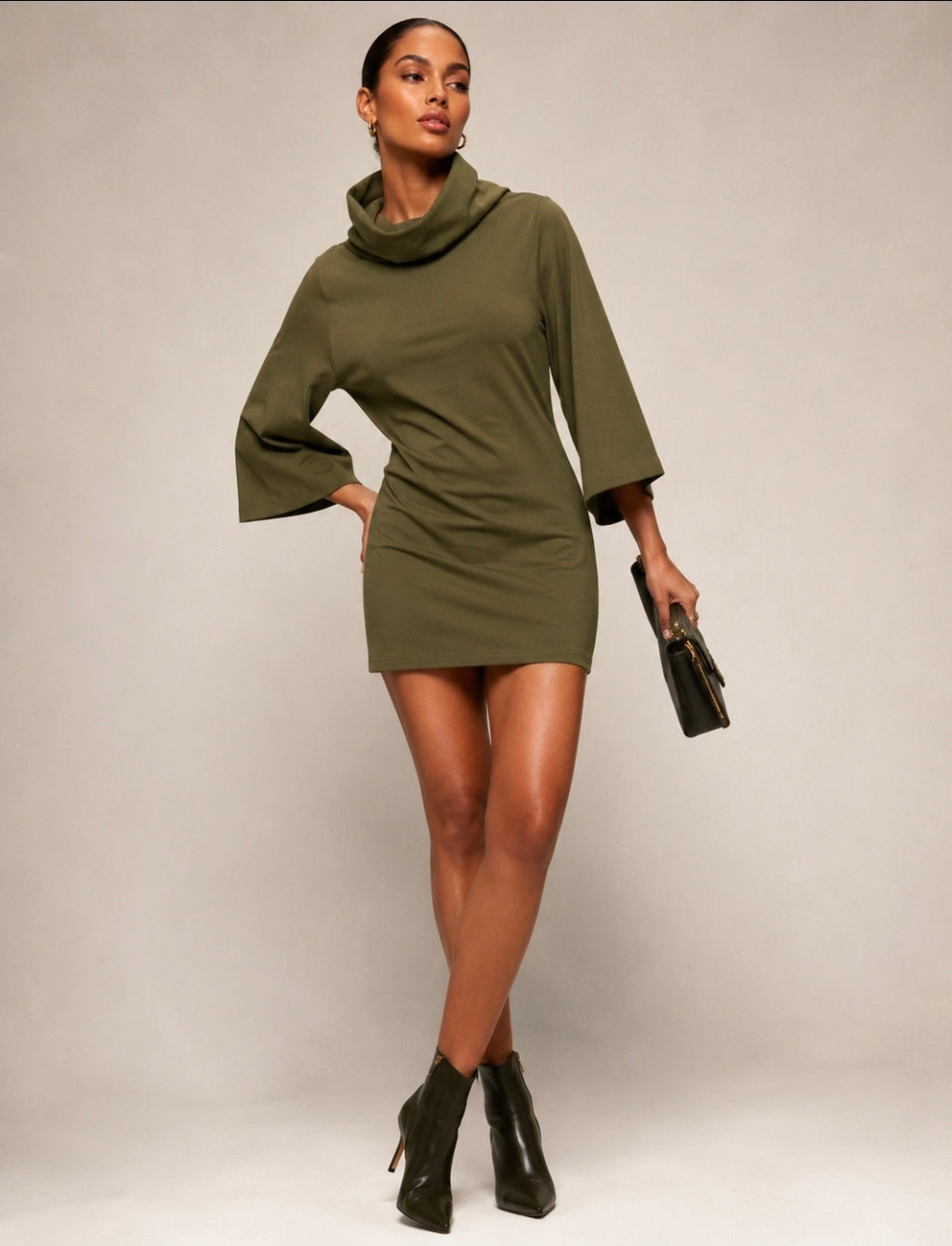 Women’s Turtleneck Batwing T-Shirt Dress
