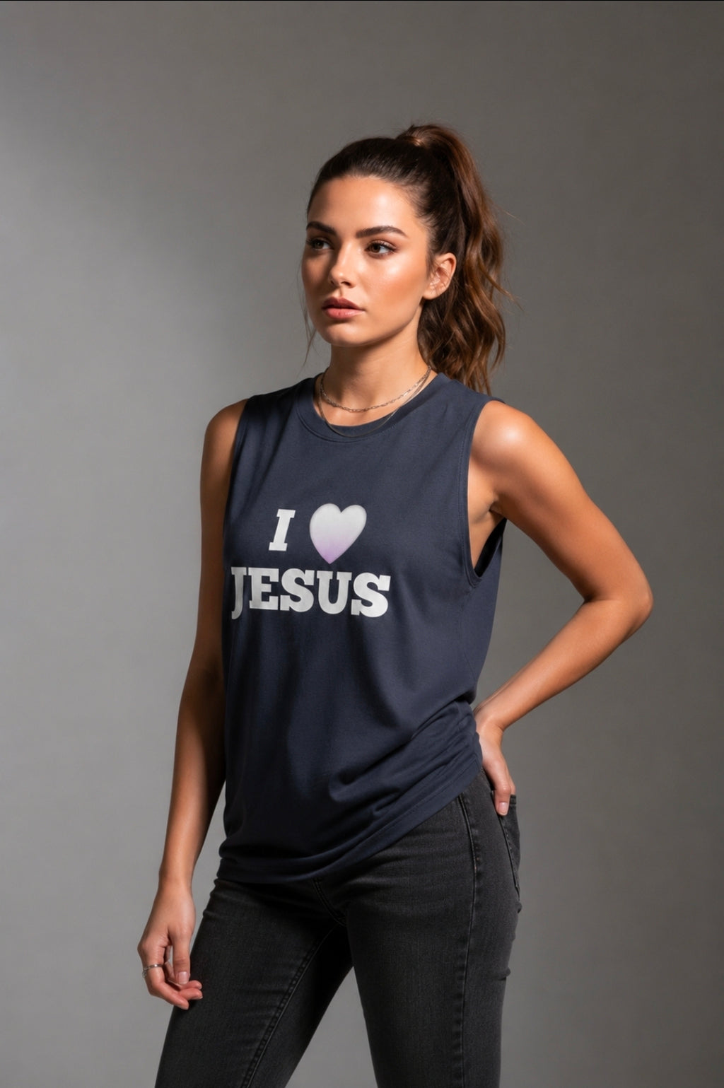 I love Jesus Muscle Top for Adults - Classic Style Muscle Tee