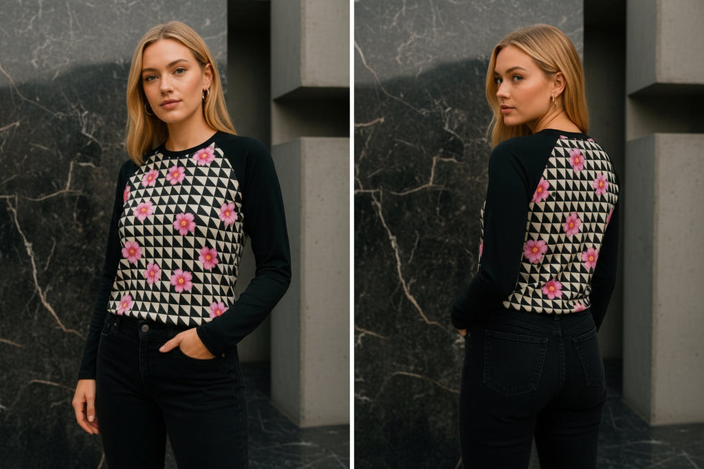 FLOWER PAT Baseball Long Sleeve T-Shirt for Stylish Comfort