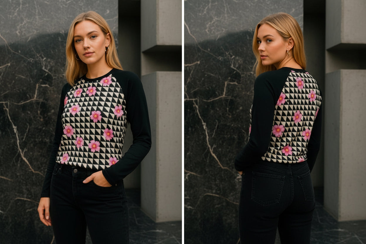 FLOWER PAT Baseball Long Sleeve T-Shirt for Stylish Comfort