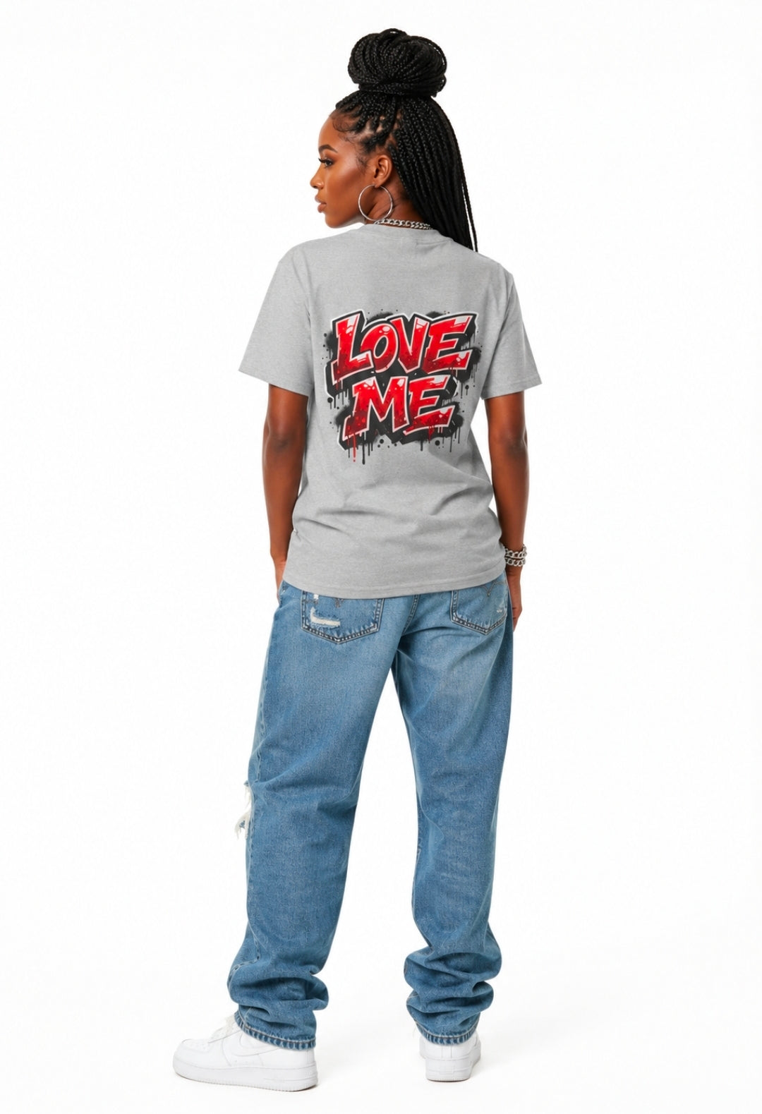 Broken Hearted Teddy Bear Graphic Tee - Love Me Street Art T-Shirt - Broken Teddy Bear Graphic Tee