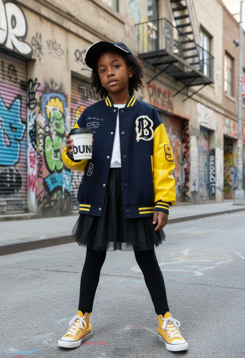 Casual Varsity Jacket For Kids Street-style Sport