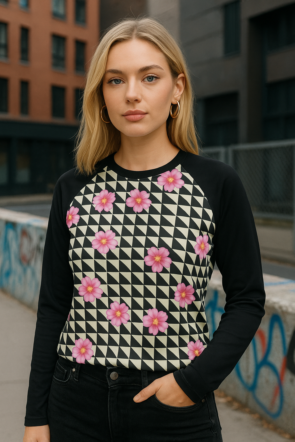 FLOWER PAT Baseball Long Sleeve T-Shirt