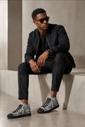 Diamond Camo High-Top Shoes for Men - Black Canvas Sneakers