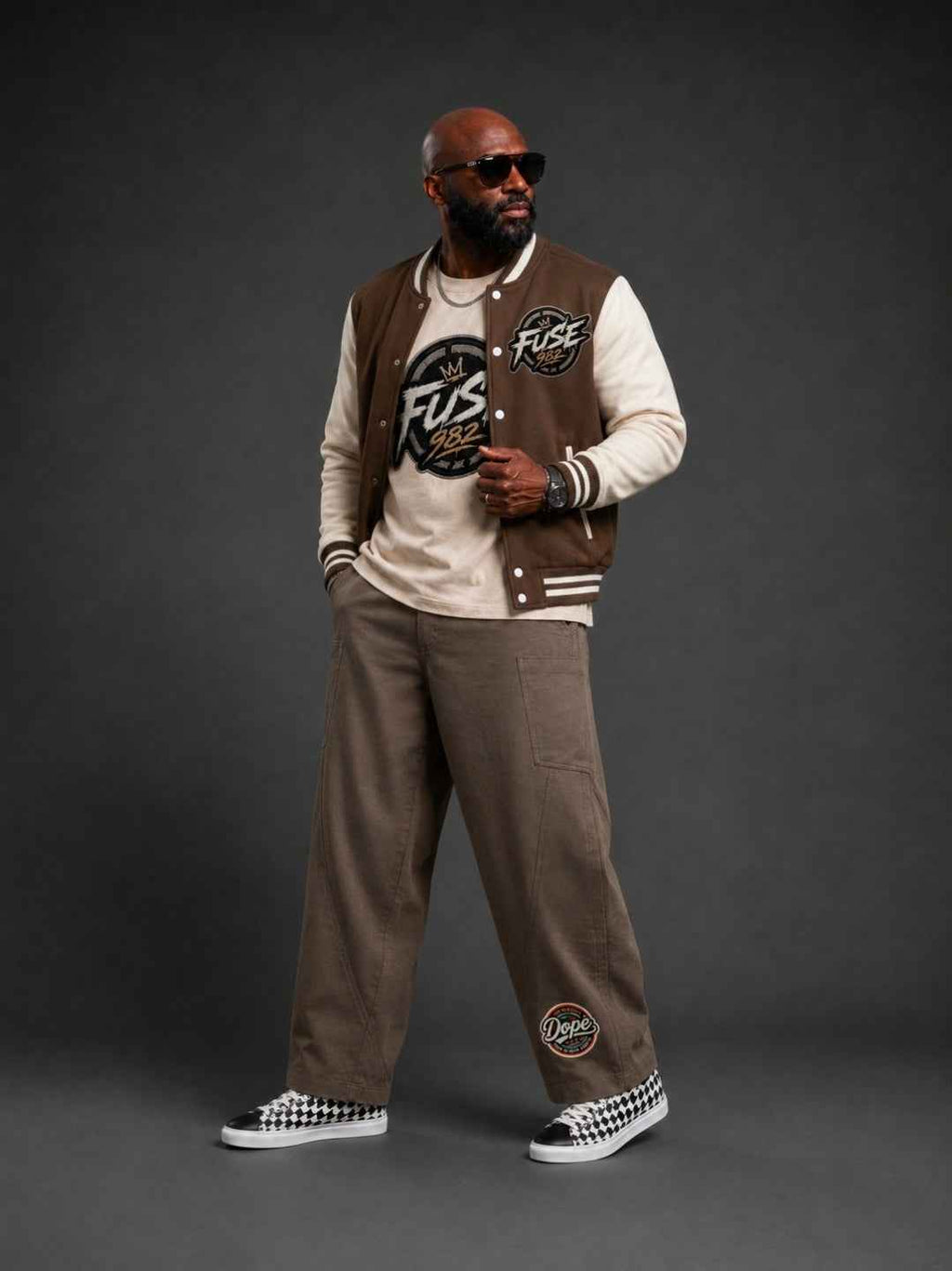 FUSE982 Two-Tone Fleeced Varsity Jacket