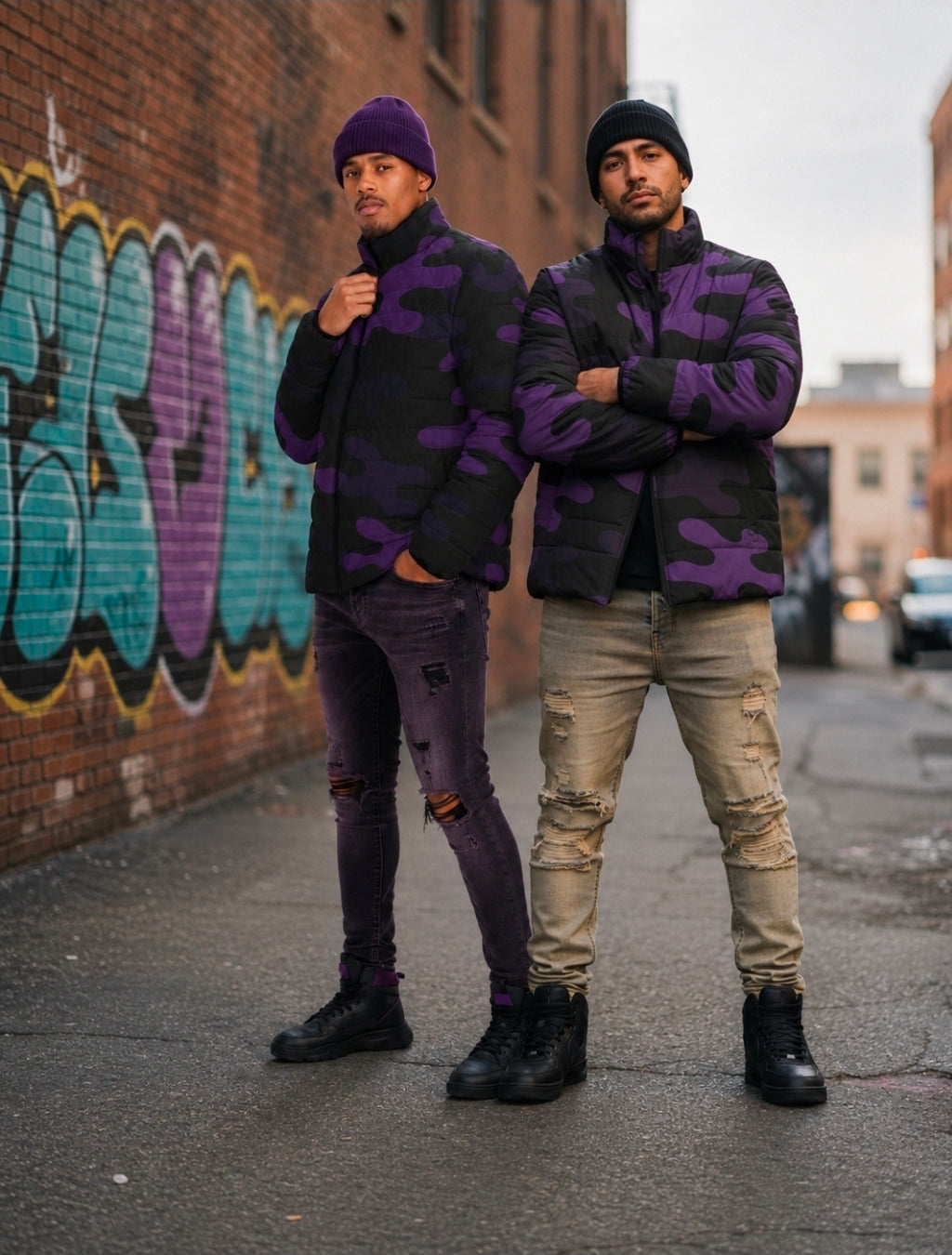 Men's Purple Camo Puffer Jacket product image