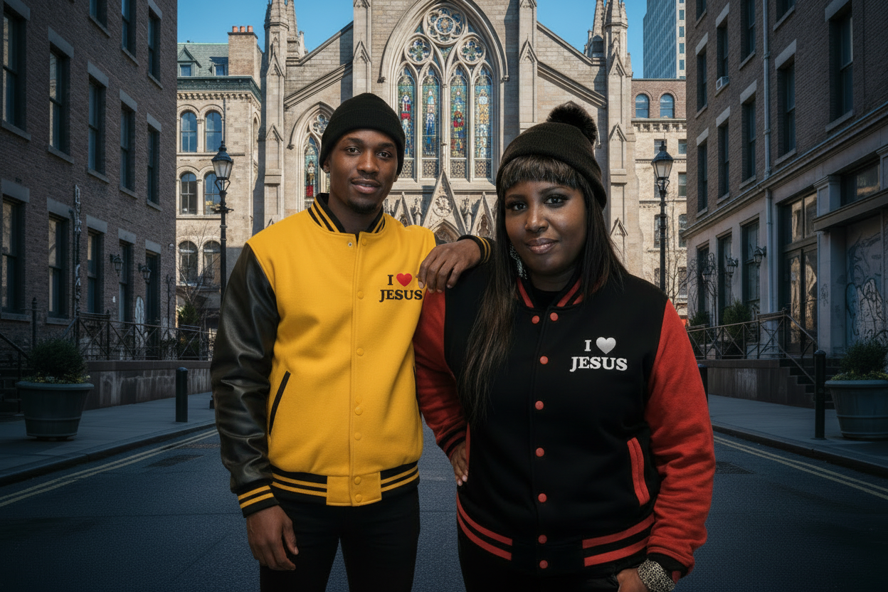 I love Jesus Jacket - Stylishly Express Your Faith with this Varsity Style