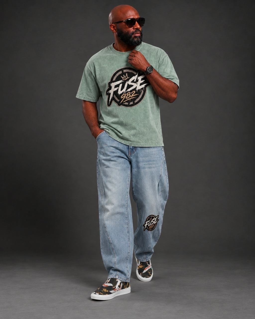 FUSE982 Men's Vintage Wash Barrel Leg Jeans