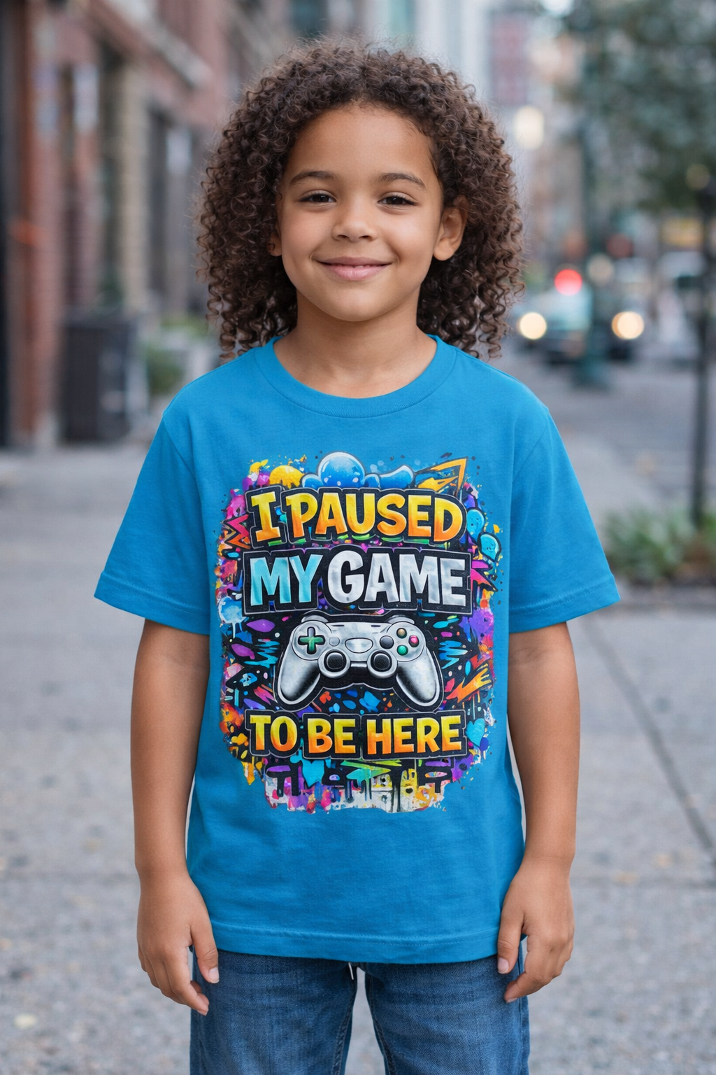 I Paused My Game Kids T-Shirt for Young Gamers - Organic Jersey