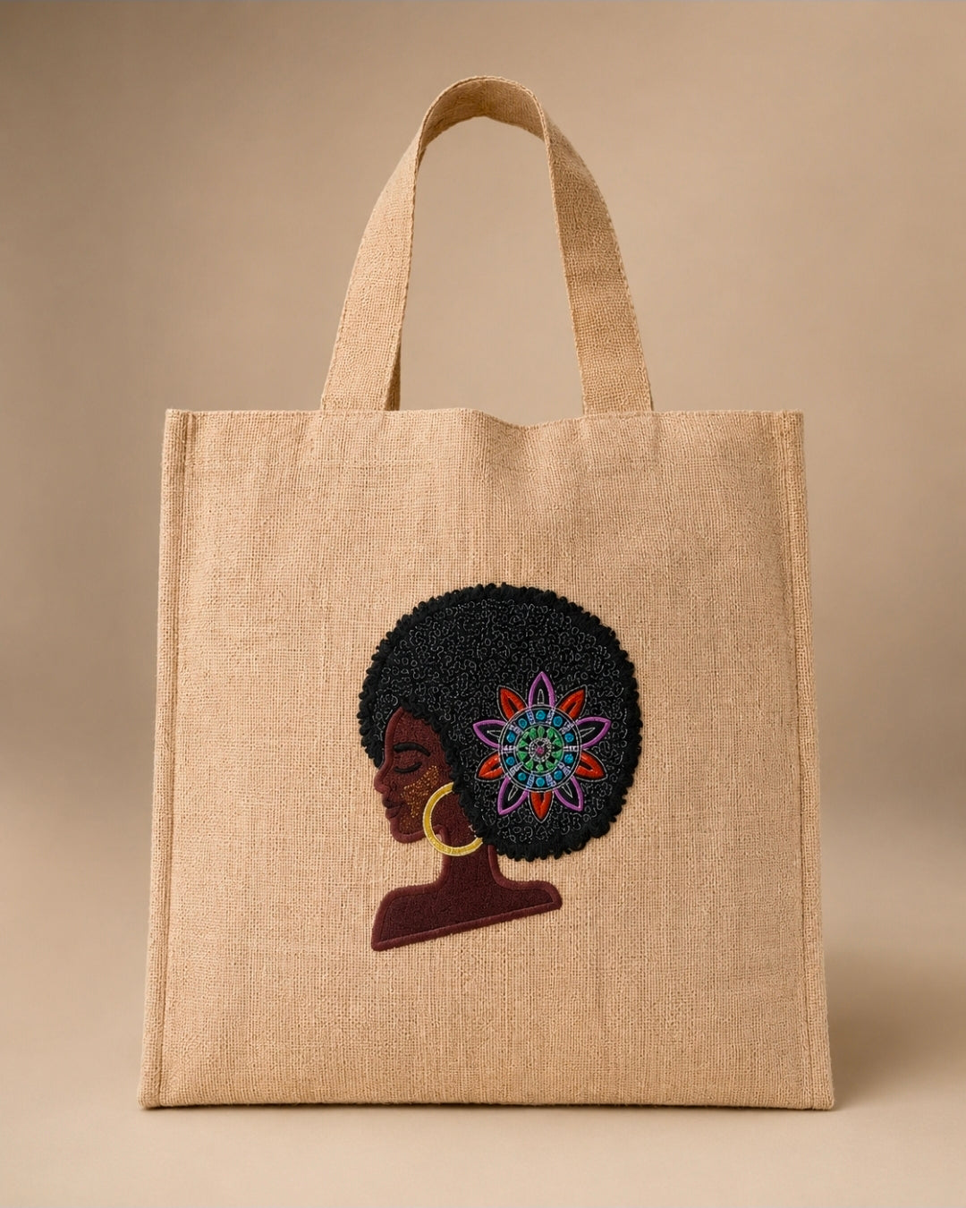 Sylvia Burlap Embroidered Tote Bag – Handmade in the USA by Milady Creates Inc.
