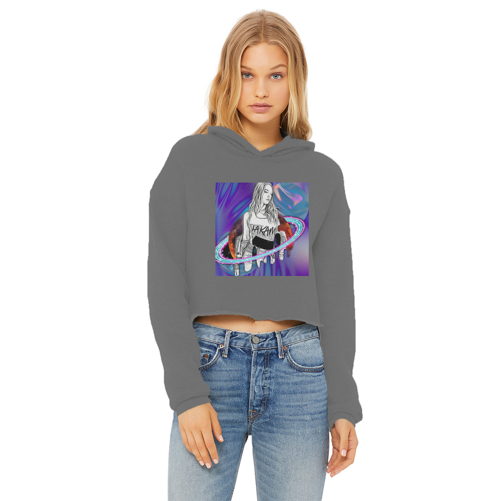 Outerspace3 Ladies Cropped Raw Edge Hoodie - IAKAM