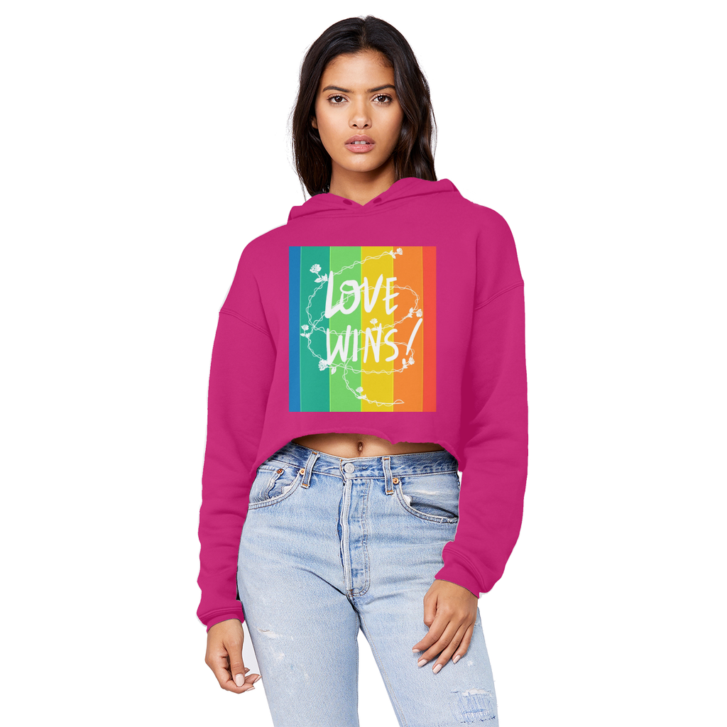 Love Wins Unisex Cropped Raw Edge Boyfriend Hoodie - IAKAM