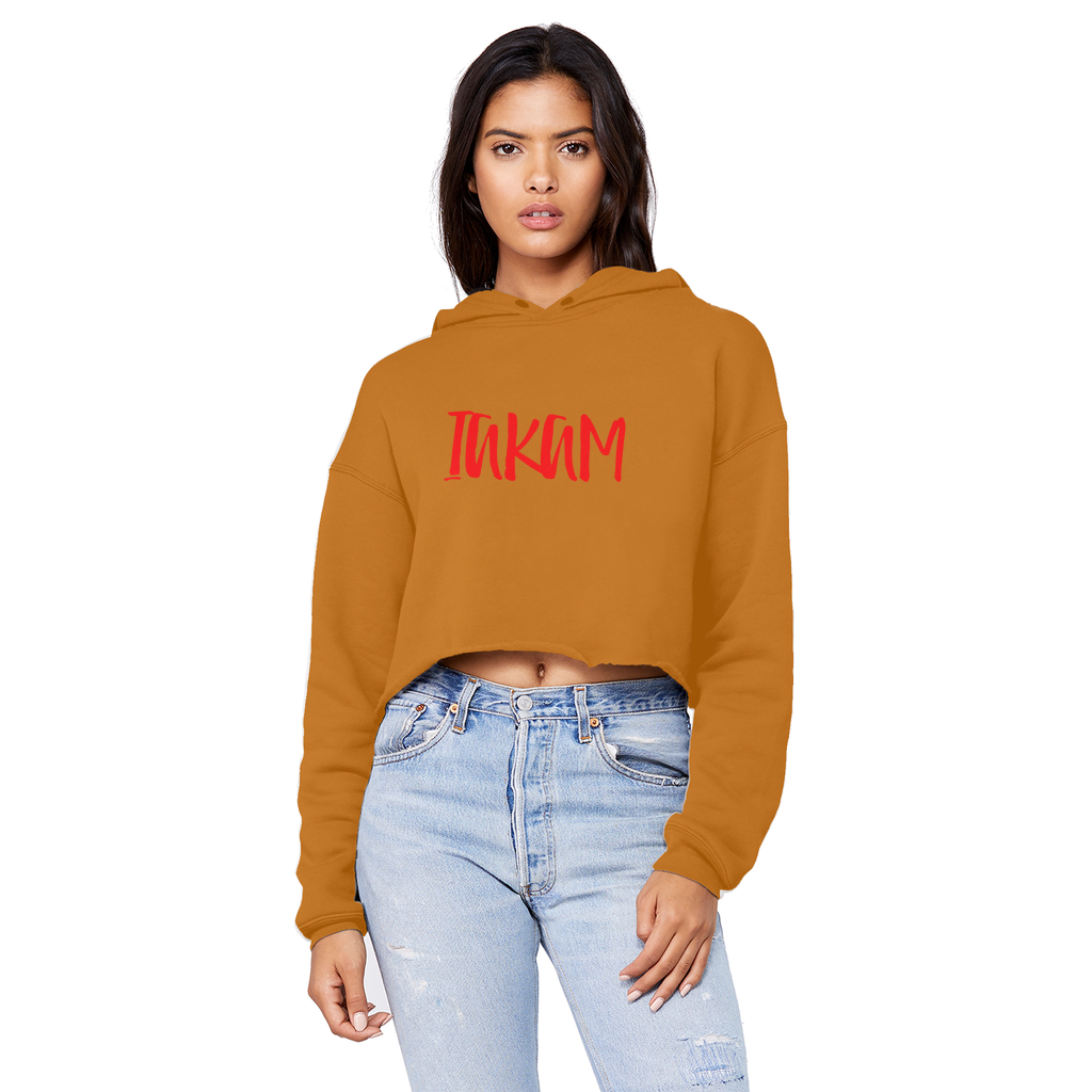 IAKAM Red Unisex Cropped Raw Edge Boyfriend Hoodie - IAKAM