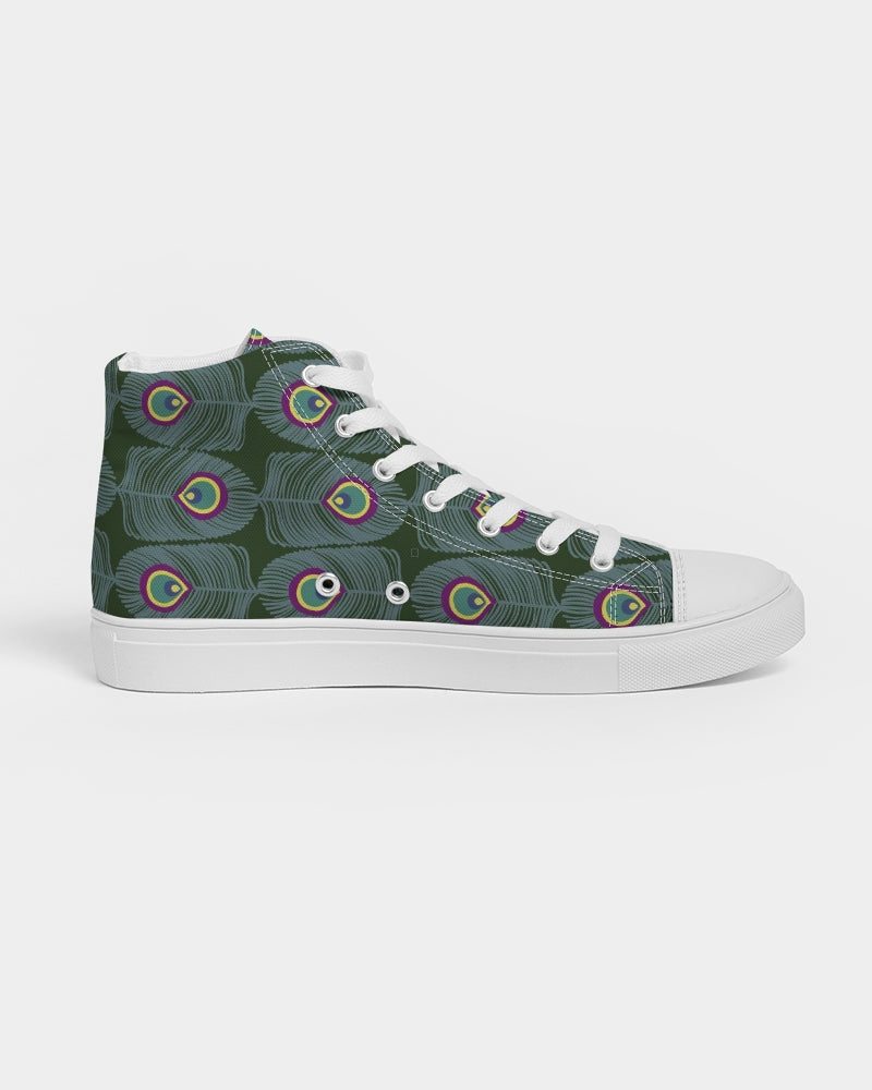 Peacock Tail Women's Hightop Canvas Shoe - IAKAM