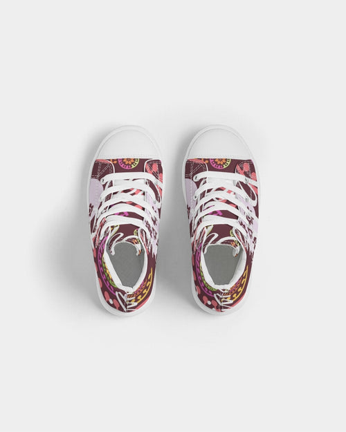 Crazy Skull 1 Kids Hightop Canvas Shoe - IAKAM