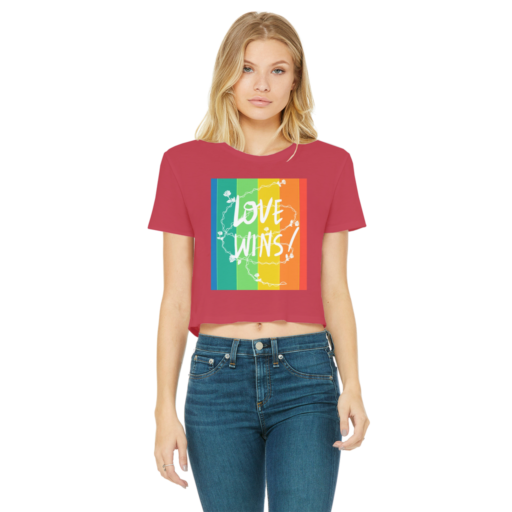 Love Wins Classic Women's Cropped Raw Edge T-Shirt - IAKAM
