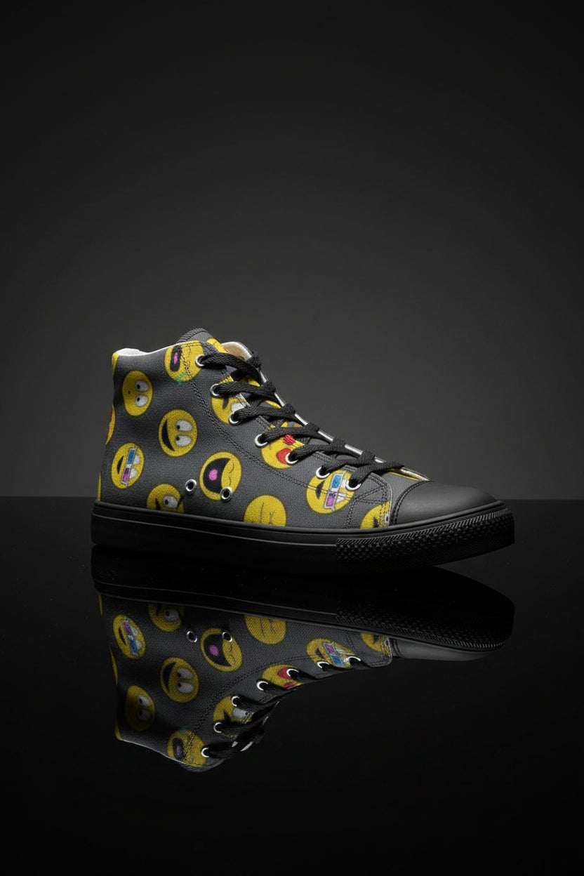 Emjoi Women's Hightop Canvas Shoe - Black - IAKAM