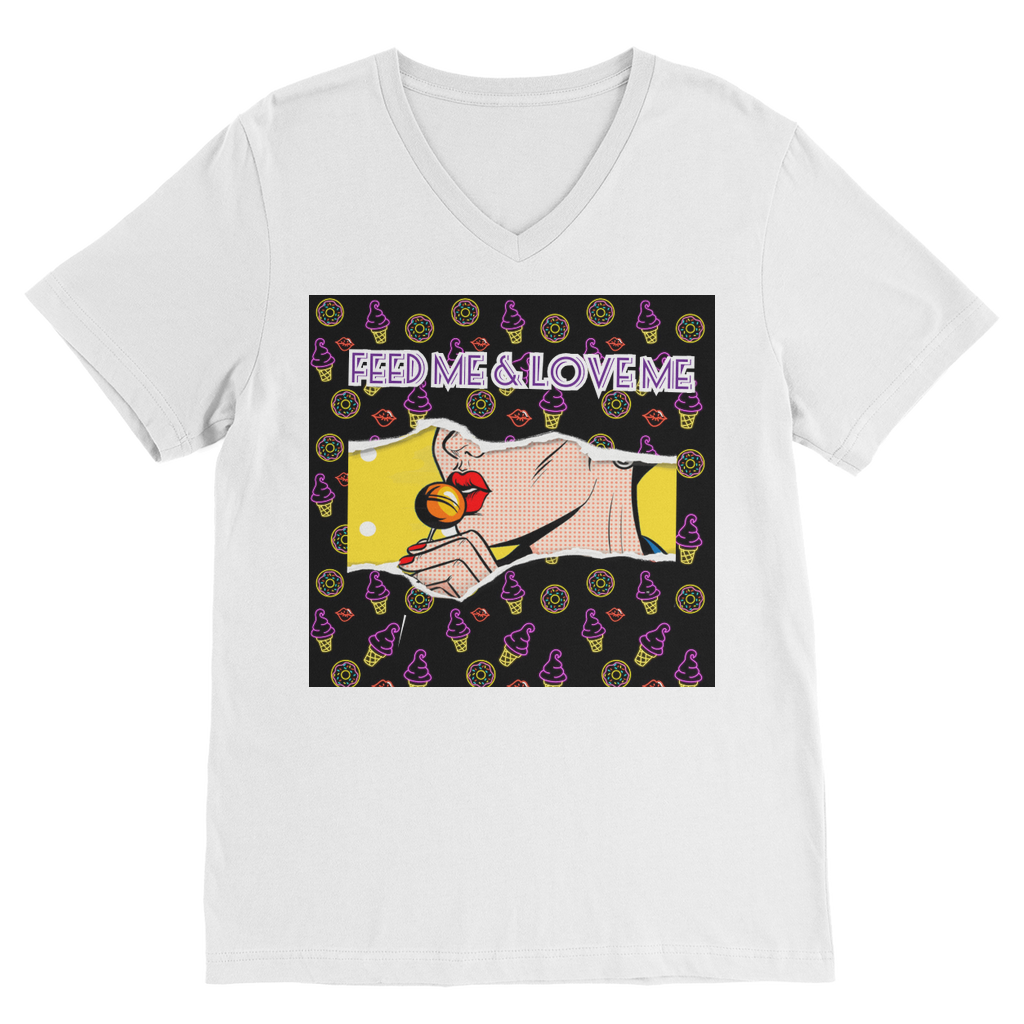 Feed Me Love Me Premium V-Neck T-Shirt - IAKAM