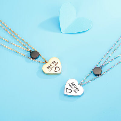 Stainless Steel Double-Layered Heart Pendant Necklace - IAKAM