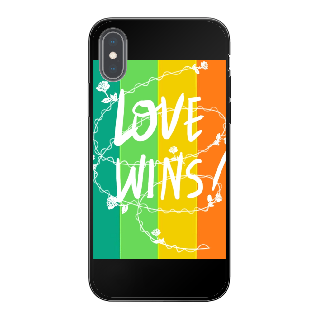 Love Wins Back Printed Black Soft Phone Case - IAKAM