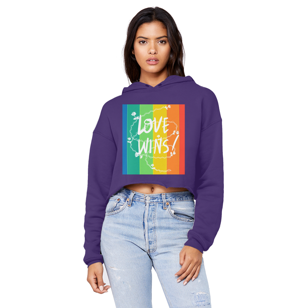 Love Wins Unisex Cropped Raw Edge Boyfriend Hoodie - IAKAM