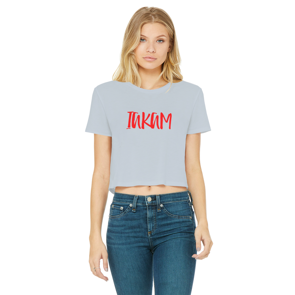 IAKAM Red Classic Women's Cropped Raw Edge T-Shirt - IAKAM