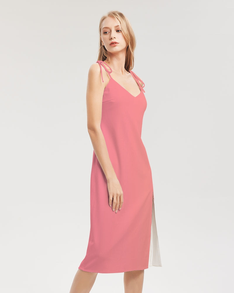 Fusion Women's All-Over Print Tie Strap Split Dress - IAKAM