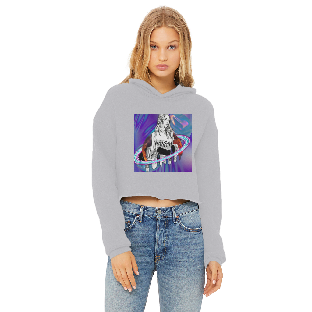 Outerspace3 Ladies Cropped Raw Edge Hoodie - IAKAM