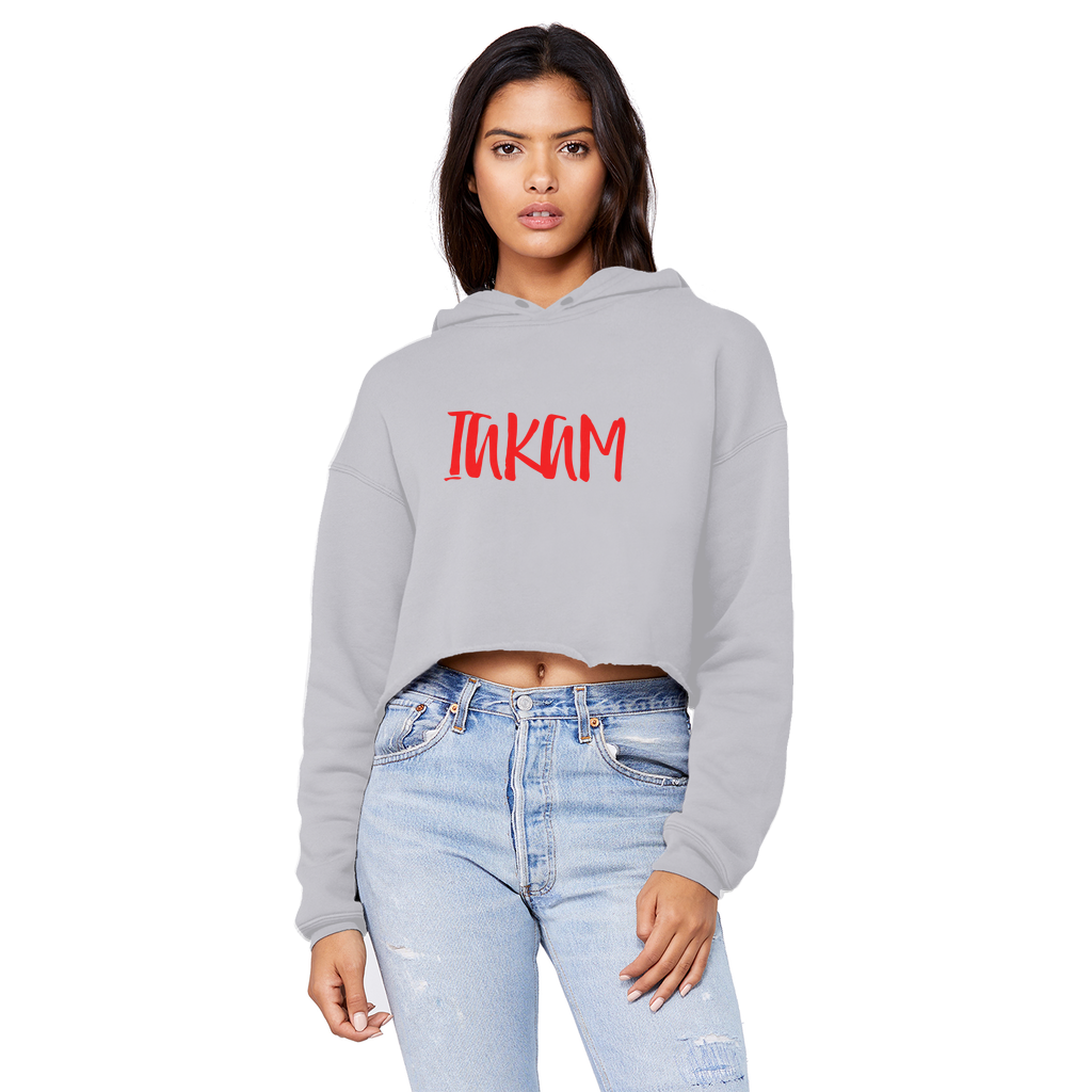 IAKAM Red Unisex Cropped Raw Edge Boyfriend Hoodie - IAKAM