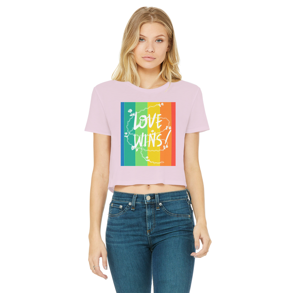 Love Wins Classic Women's Cropped Raw Edge T-Shirt - IAKAM