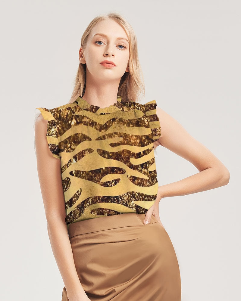 Golden Taz Women's Ruffle Sleeve Top - IAKAM